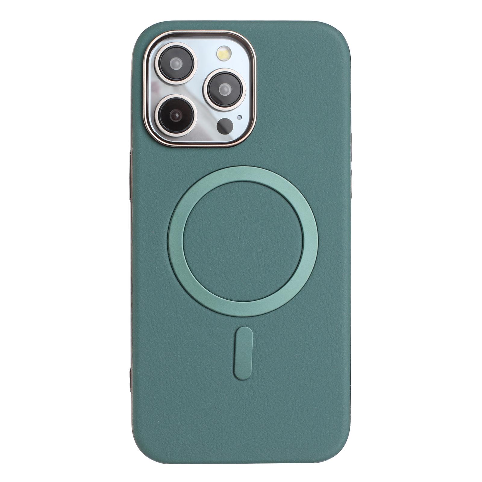

For iPhone 16 Pro Max Case BINFEN COLOR BF40 Compatible with MagSafe Electroplated PU+TPU Phone Back Cover Green