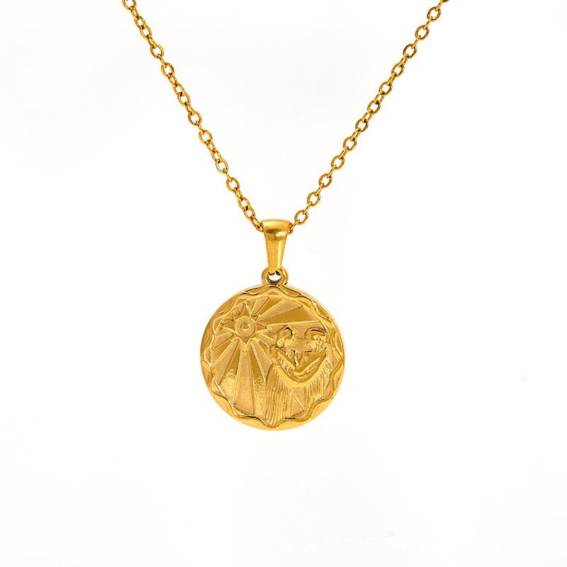 2026 Fashion Cold Wind Necklace Personality Trend Round Brand Pendant Women's Twelve Constellation Jewelry
