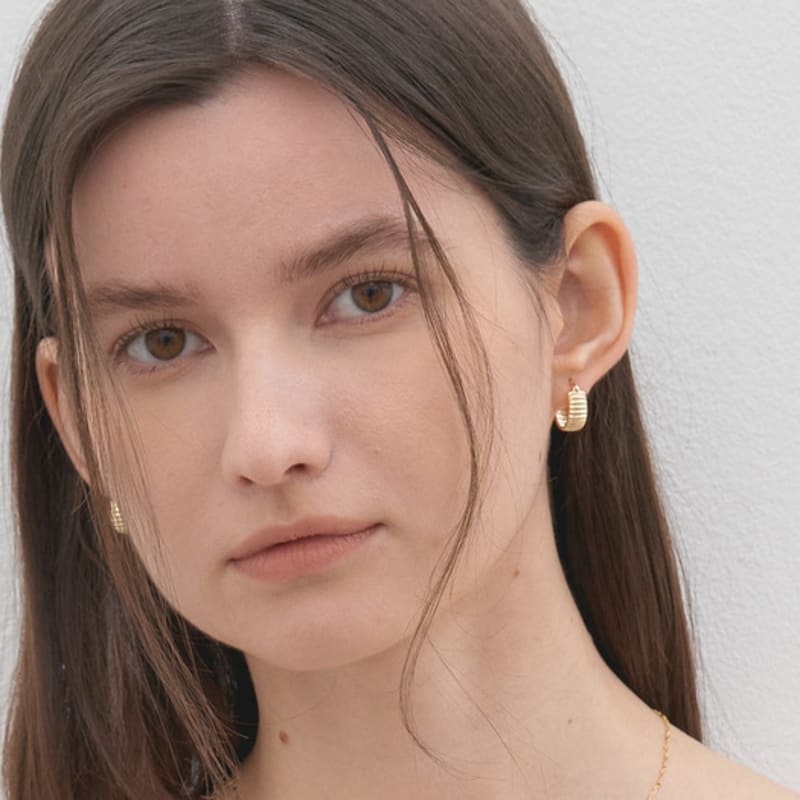 Halden Round Shell One Touch Earrings (E027_gold)