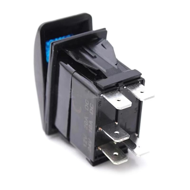 2Pcs 12V 20A Blue LED Light Waterproof Boats Marine Toggle Switches 5 Pin 2 Positions Rocker Switches Easy to Install