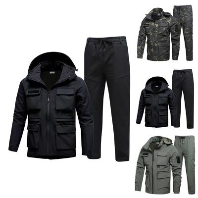 Men's Outdoor Jacket Suit Men's Plus Velvet Cold Proof Windproof Waterproof Warm Cycling Mountaineering Suit Outdoor Suit