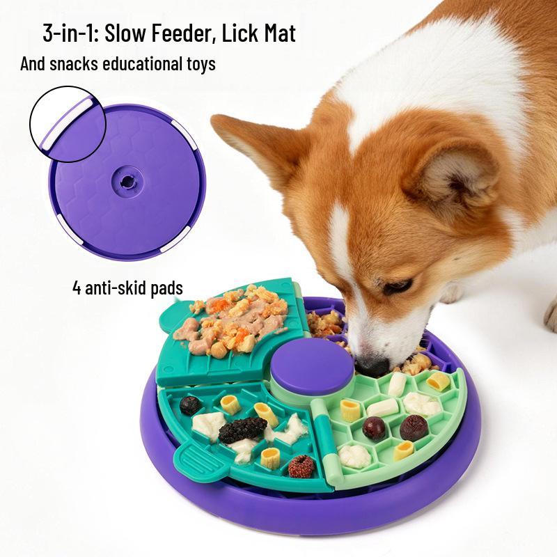 Dual-Layer Puzzle Cat & Dog Slow Feeder Bowl with Multi-Functional Licking Mat