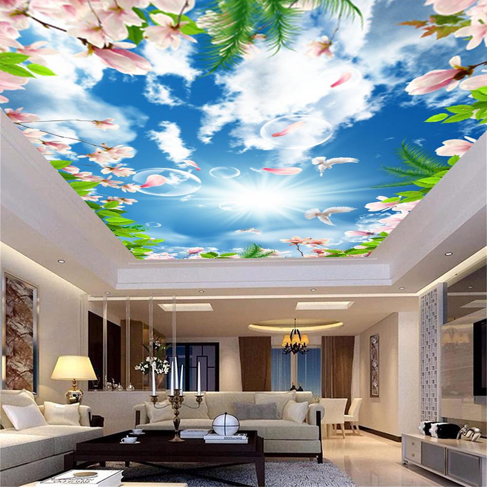 

Blue Sky Ceiling 3d Wall Murals Sun And White Clouds Mural For Living Room Bedroom Ceiling Wallpaper 200 cm(W) x 140 cm(H)