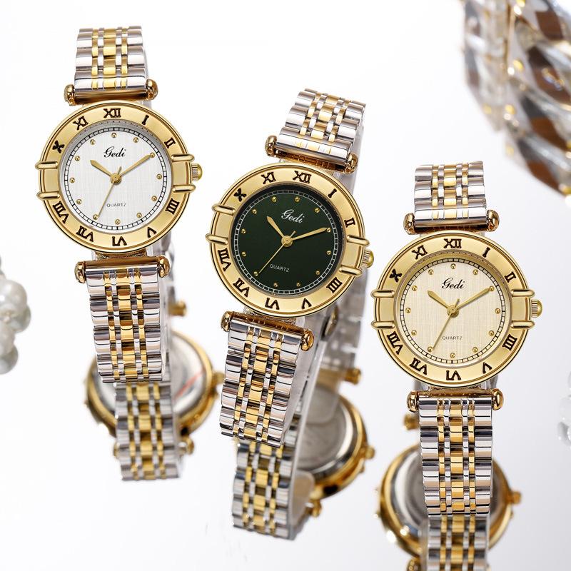 Solid stainless steel women's watch niche high-end Roman quartz watch women's medieval watch