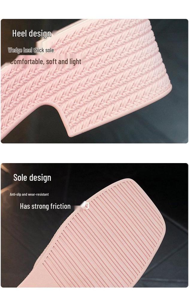 Women's Fashionable Thick-Soled Wedge Sandals: Non-Slip Outdoor/Indoor High-Heeled Summer Beach Slippers