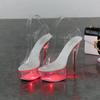 Fashion 2025 New 34-43 Sexy Super High Heels Luminous Stiletto Sandals Transparent Model Crystal Shoes Wedding Shoes 15cm