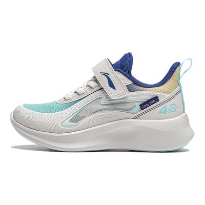 Li Ning Kids Dragonfly 4 Comfortable Versatile Non-Slip Shock Absorbing Durable Low-Top Casual Shoes Kids Casual Shoes White Blue YKAU020-1