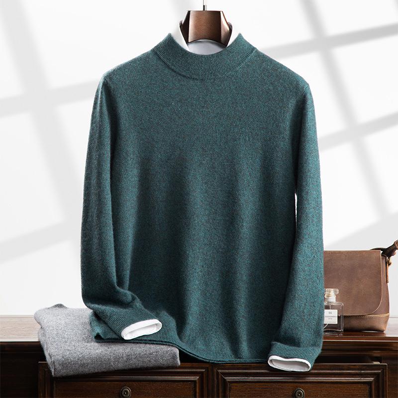 Men's Cashmere Half-High Neck Business Casual Sweater - Long Sleeve Autumn/Winter Knitwear