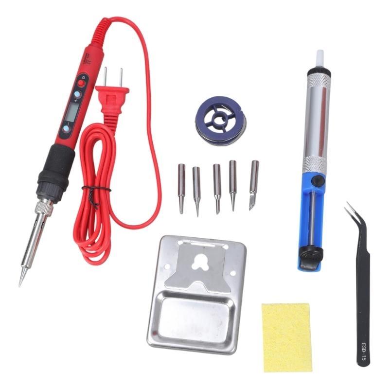 Soldering Iron Kits 80W LCD Digital Soldering Welding Iron Kits Portable Soldering Kits for Metal Electric Repair