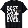 Best Cat Dad Ever Cute Tuxedo Cat Graphic T Shirt for Women Summer Casual Short Sleeve Tee Perfect Gift for Cat Lovers