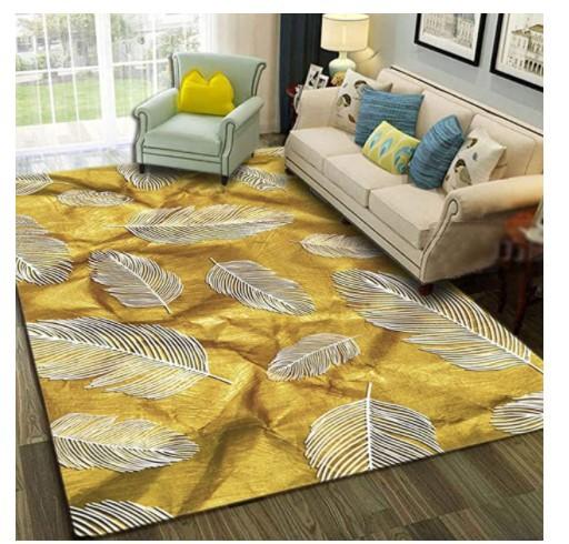 WTEMPO Feather Print Carpet Living Room Large Area Anti-Slip Carpet Bedroom Room Bedside Blanket Home