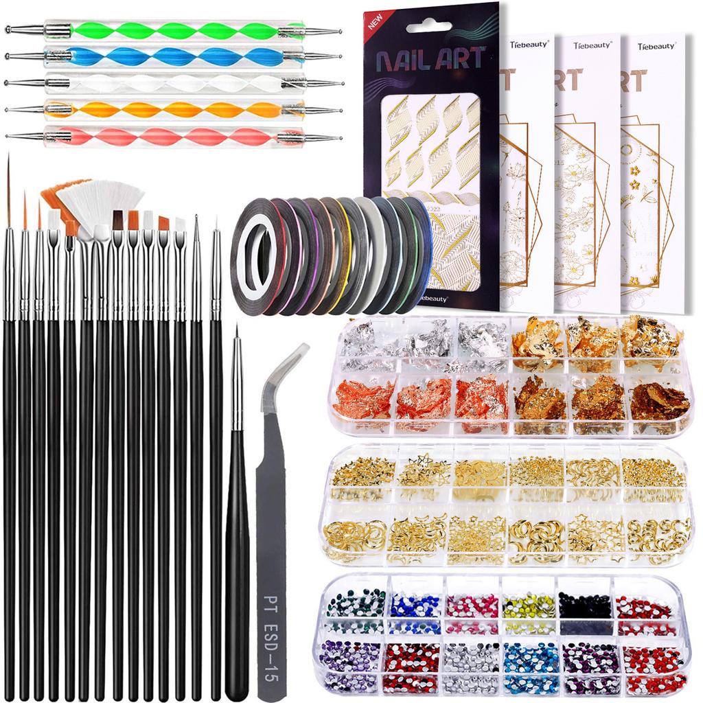 Nail Art Accessories Set Nail Decoration Kit 15Pcs Nail Pens 5Pcs Dual-ended Dotting Pens Nail