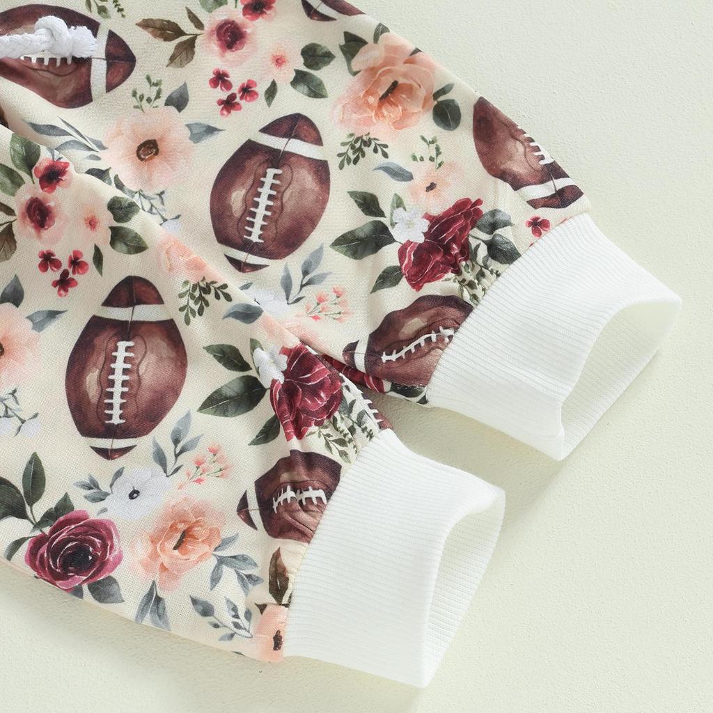 Kleinkind-Baby-Zweiteiler-Outfit, Fußball-Aufdruck, Langarm-Tops und elastische Hosen, Set für Kleinkinder, Mädchen, Jungen, Herbstkleidung