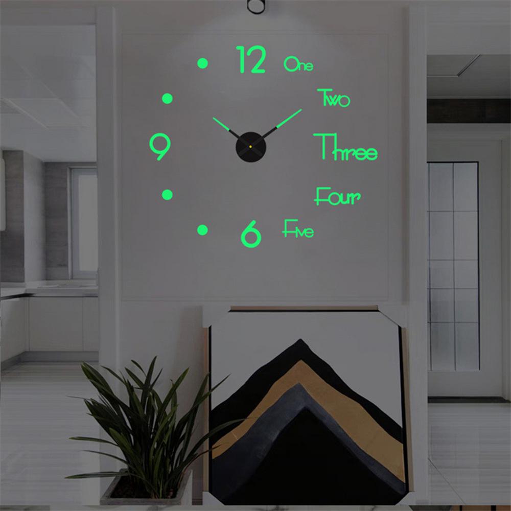 3D Mirror Wall Clock 3D Large Frameless Wall Clock Digital Clock Wall Stickers Silent Clock For Home Living Room Office Wall