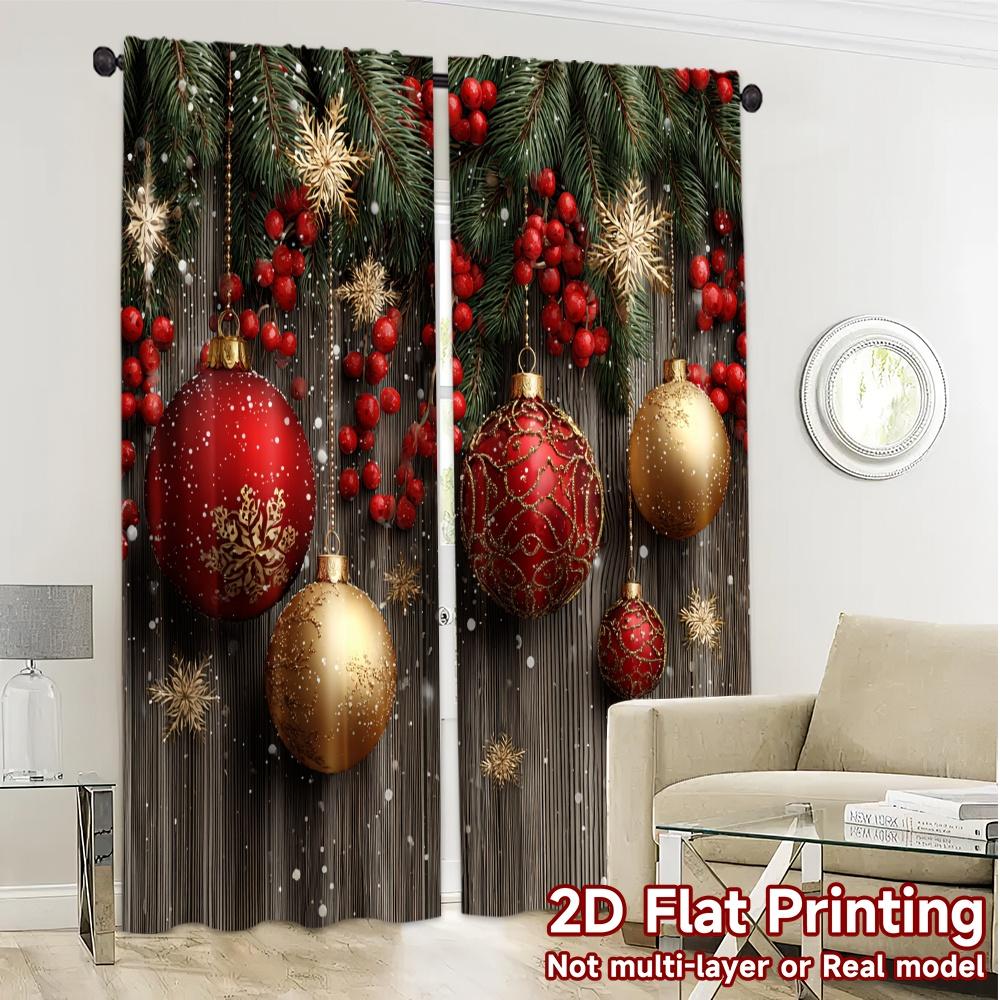 2D Flat Printing,JIT 2pcs, Curtains (Without Rod) Festive Ornaments(2) Popular Minimalist Curtains Polyester Curtains Versatile