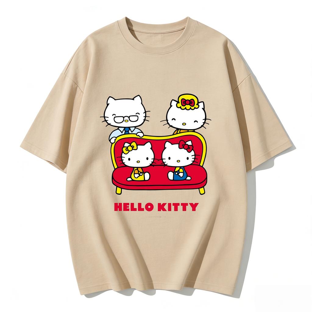 2026 Hello Kitty Tee soft cotton short sleeve crew neck cute print lightweight summer top for Women daily casual wear