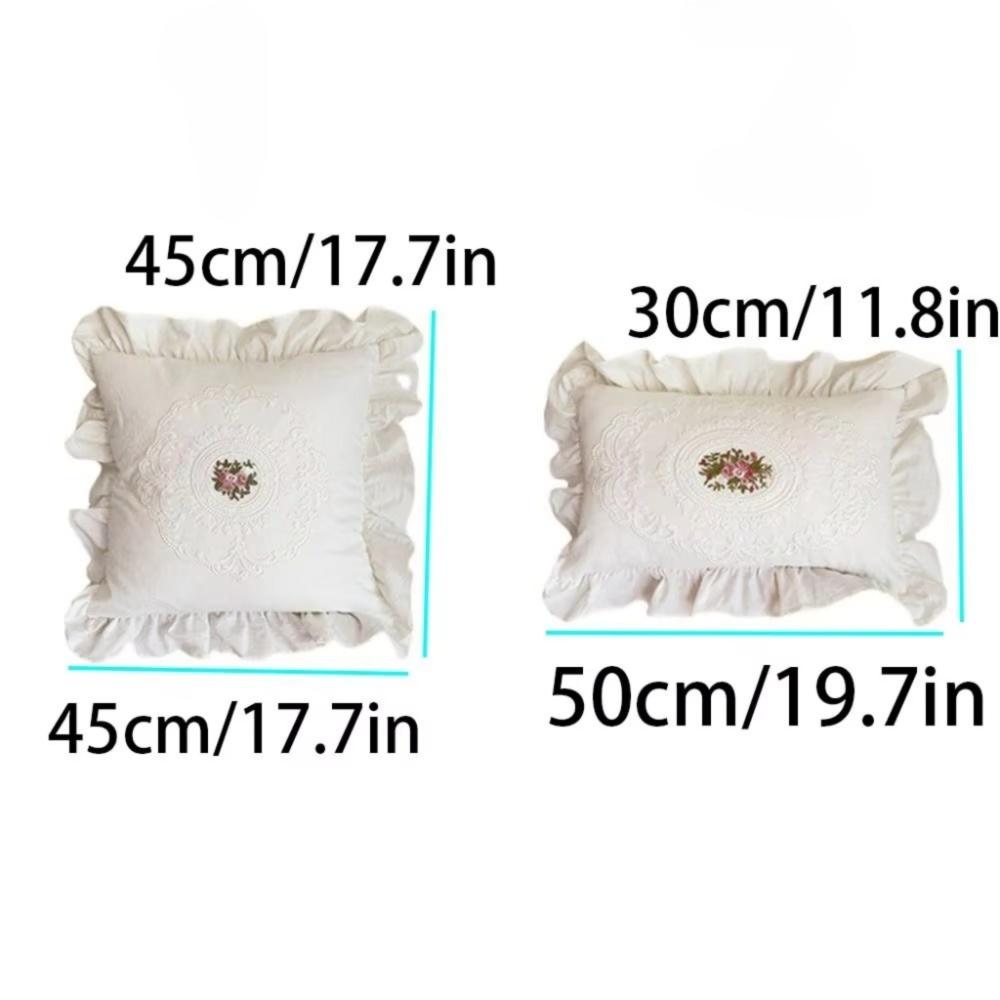New Embroidered Pillow Cover French Lace Washable Cushion Cover Comfortable with Lotus Frill Soft Pillowcase