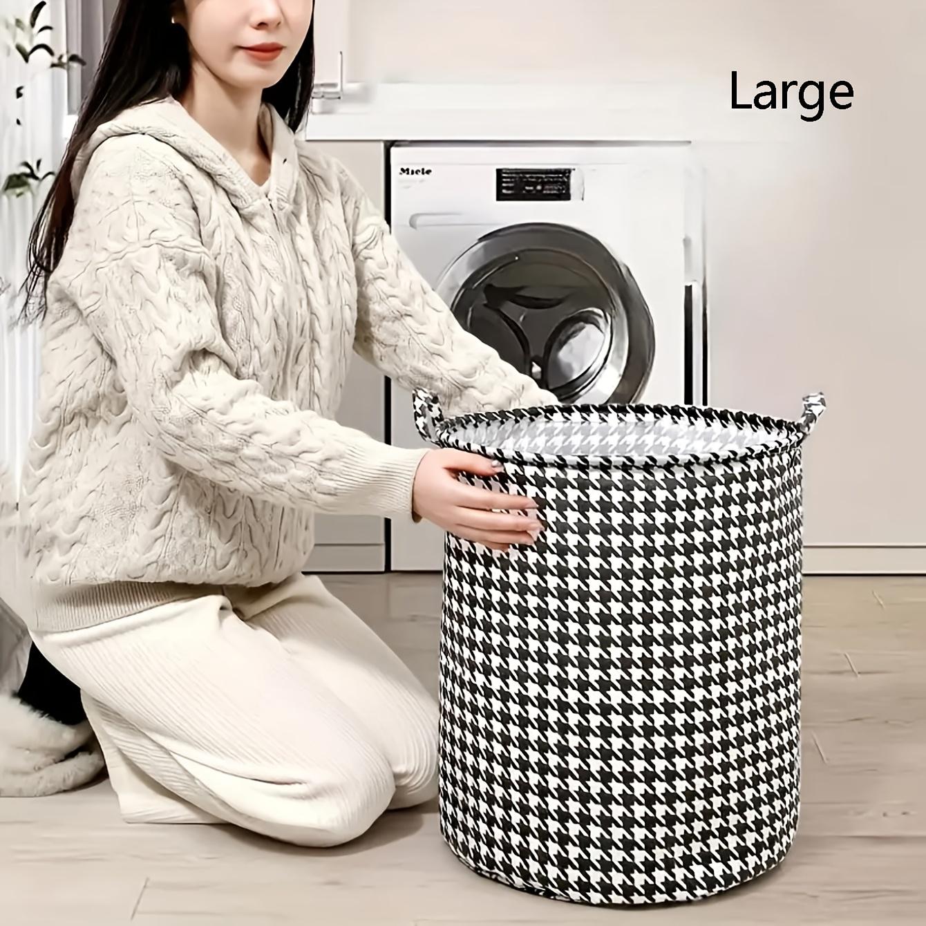 

Minimalist Houndstooth Pattern Laundry Basket, Large Capacity Storage Organizer With Handle L