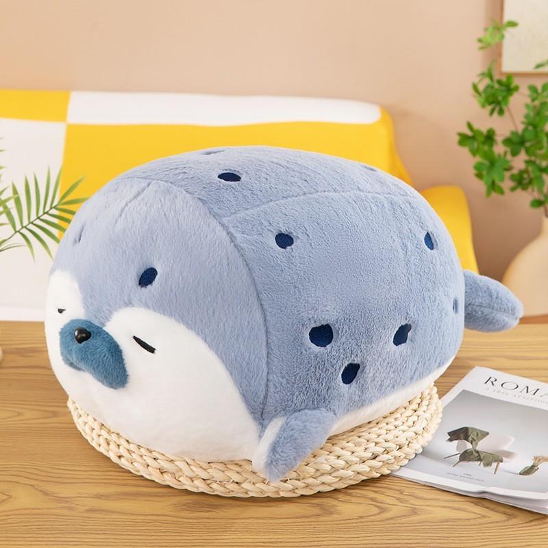 

Seal Plush Stuffed Toy Soft Cute Cuddleable Sea Otter Pillow Doll Super soft Plush Doll, perfect as a birthday gift Lying Blue-40cm