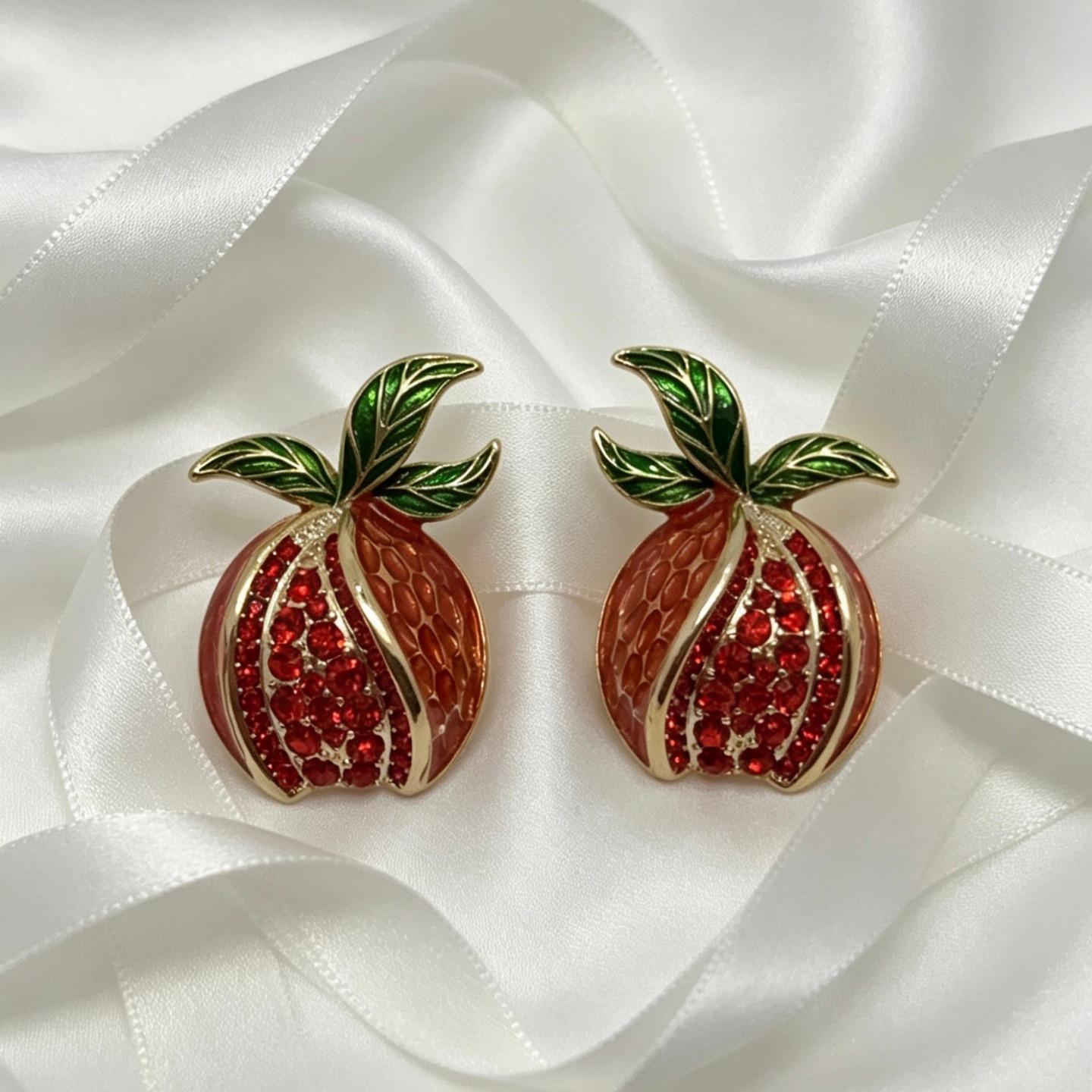 2026 Medieval Earrings, New Chinese Retro National Style Pomegranate Stud Earrings Jewelry