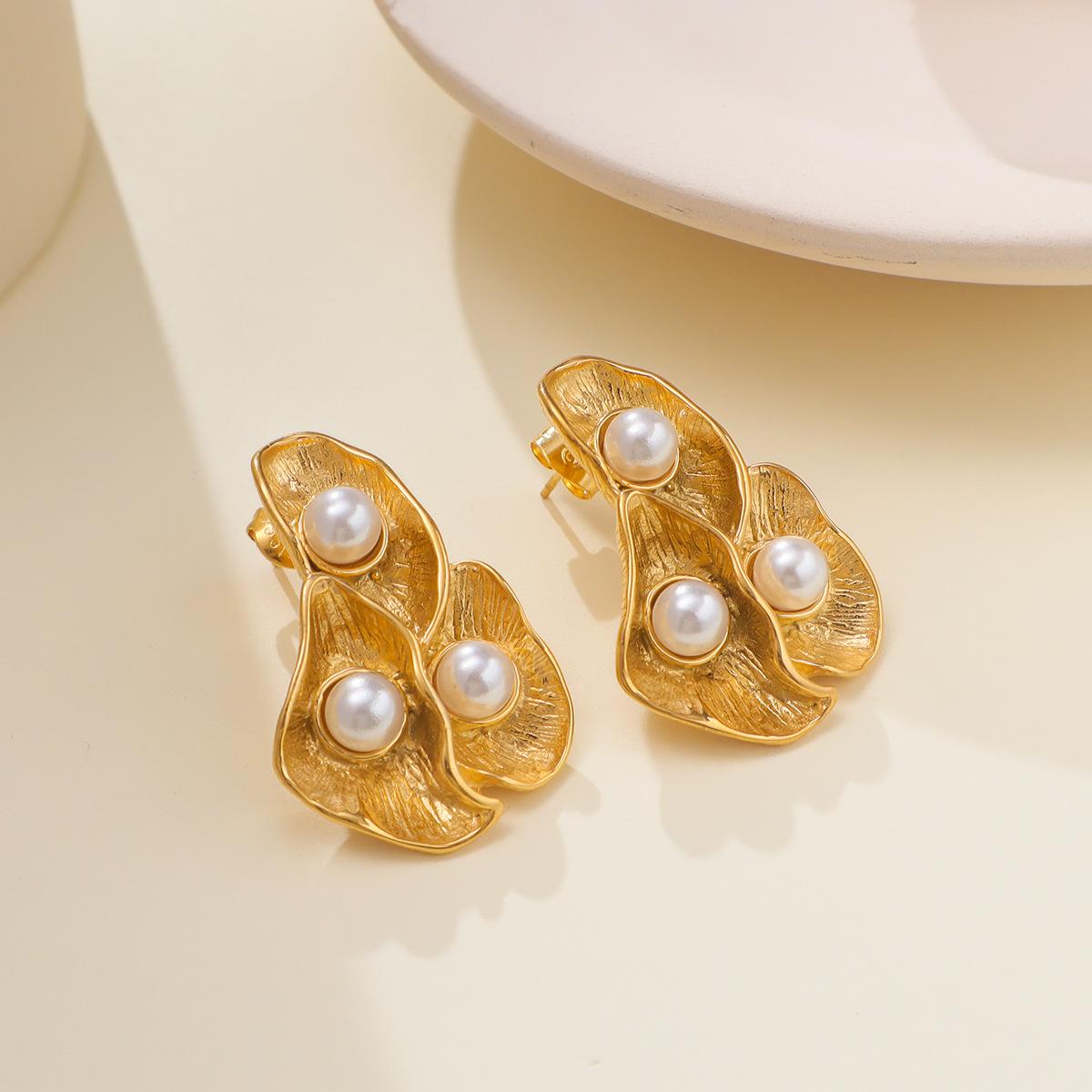 

1 пара плиссированных цветков лавы из нержавеющей стали 316L, увеличенные серьги для женщин, пар, винтажные классические вечерние ювелирные изделия, подарочные аксессуары 5cm золотой