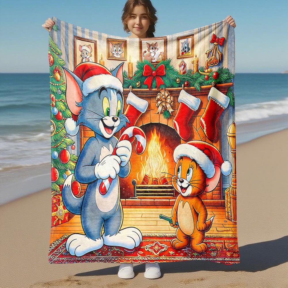 1pc Tom JerryOutdoor Flannel Blanket Soft Plush Decor for Picnics, camping,Bedroom, Playroom, or Lunch Breakn1188A
