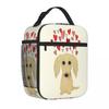 Bestselling Longhaired Cream Dachshund With Hearts Workwear Compact Lunch Bag Open Air Meal Adjustable Strap Lunch Bag