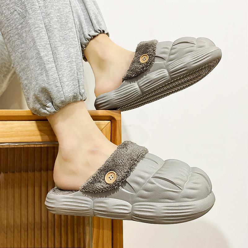 2025 Newest Waterproof Cotton Slippers Men Winter Warm Shoes Thick Sole Anti-slip Couples Indoor Street Slipper Unisex
