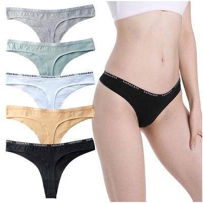 HINICE Algodão Esportivo Sexy 5 Calcinhas Tanga Femininas, Roupa Íntima, Tangas, Feminino, Lingerie, Fofo, Elegante, Popular, Cores, Pacote com 5