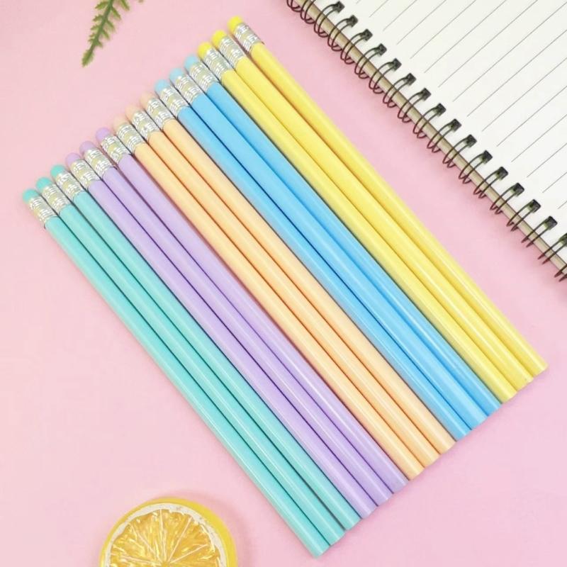 30Pieces Wood Pencil with Erasers Triangular Drawing Pencils Ergonomic Grip for Students Artists Sketching Drawing