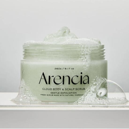 arencia Frische Wolke Körper- & Kopfhaut-Peeling – Aufgeschlagener Peeling-Reiniger für seidig glatte Haut (260g, Wählen Sie 1 Duft)