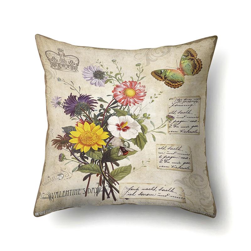 Polyester Pillowcase Automobile Decoration Retro Print Pillowcase Waist Cushion Cover Tower Bedside Cushion Cover