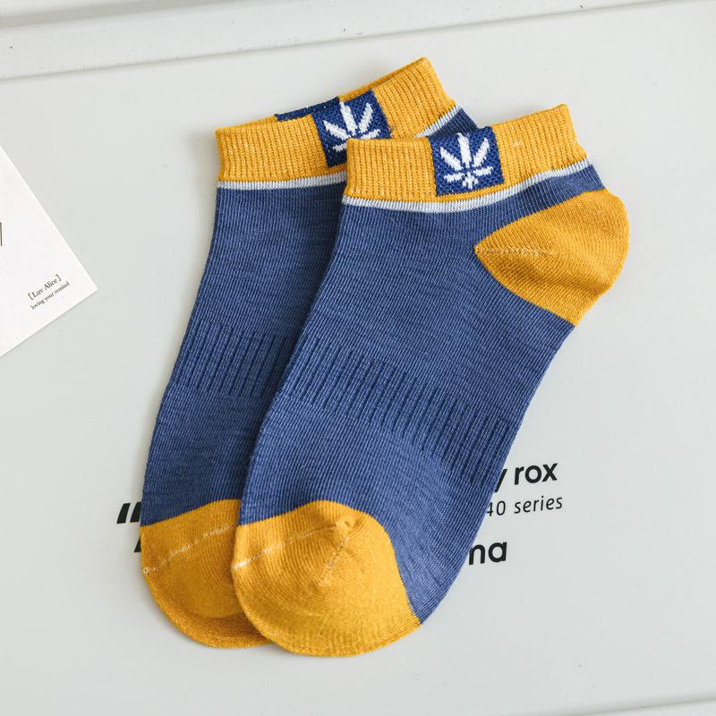 

Чоловічі модні спортивні шкарпетки для Instagram, тонкі короткі шкарпетки на весну та осінь, бавовняні шкарпетки, що поглинають піт і дезодорують, літні дихаючі шкарпетки-слідки 5pairs море синього кольору