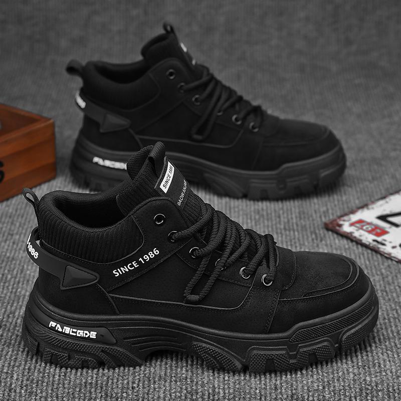 

Labor insurance child autumn platform leisure sports trendy shoes mid-top outdoor Martin boots 44 чорний