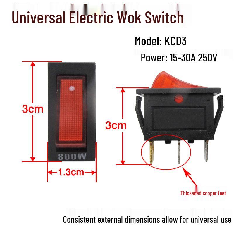 

800W High-Power Universal Lighted Switch for Electric Cookers and Multi-Purpose Pots