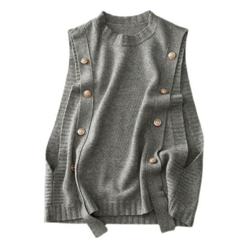 Women Vest Round Neck Solid Color Knitted Vest Fashion Soft Sleeveless Lady Knit Tank Top for Autumn Winter