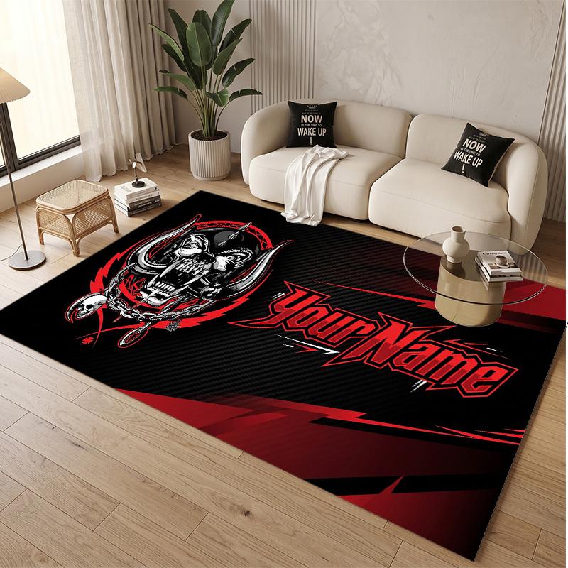 Personalized Crystal Velvet Carpet Motorhead Pattern Non Slip Floor Rug