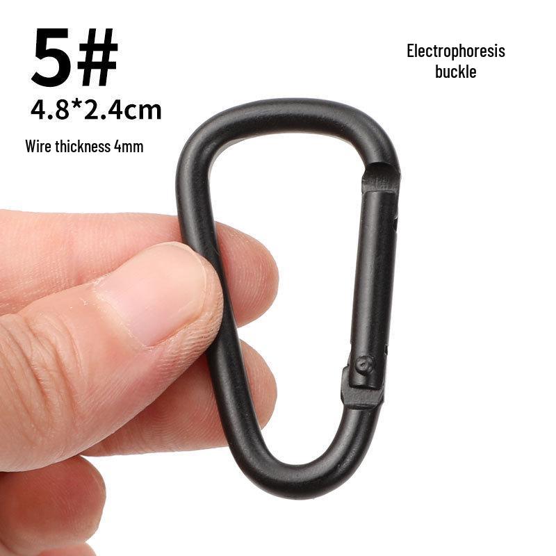D-Shaped Black Aluminum Carabiner Bluetooth Earphone Case Hook Keychain Ornament
