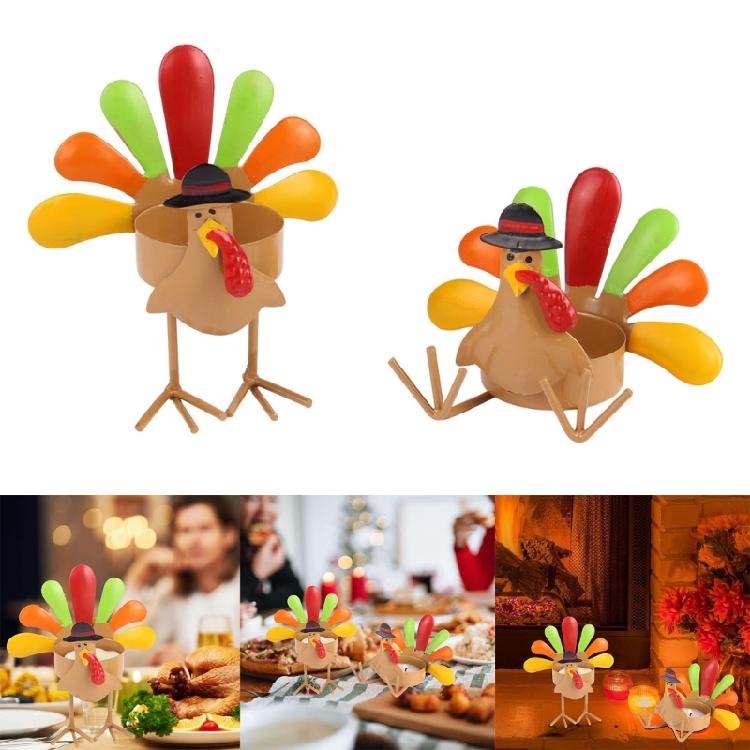 Thanksgiving Turkey Tea Light Candle Holder for Fall Thanksgiving Table Home