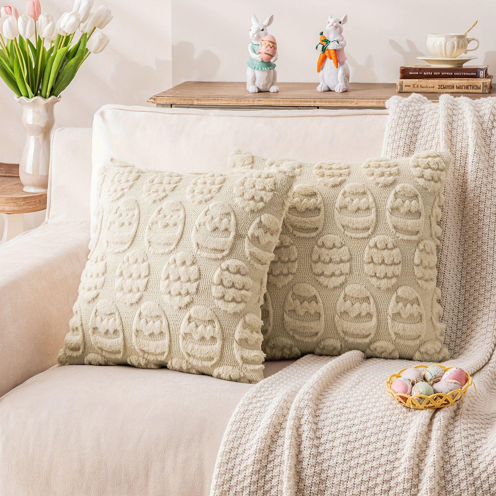 

Decorative Pillowcase, Easter Pillowcase, Easter Egg Plush Pattern Headrest, Living Room Sofa Decoration, Festival Pillowcase, Headrest. бежевый