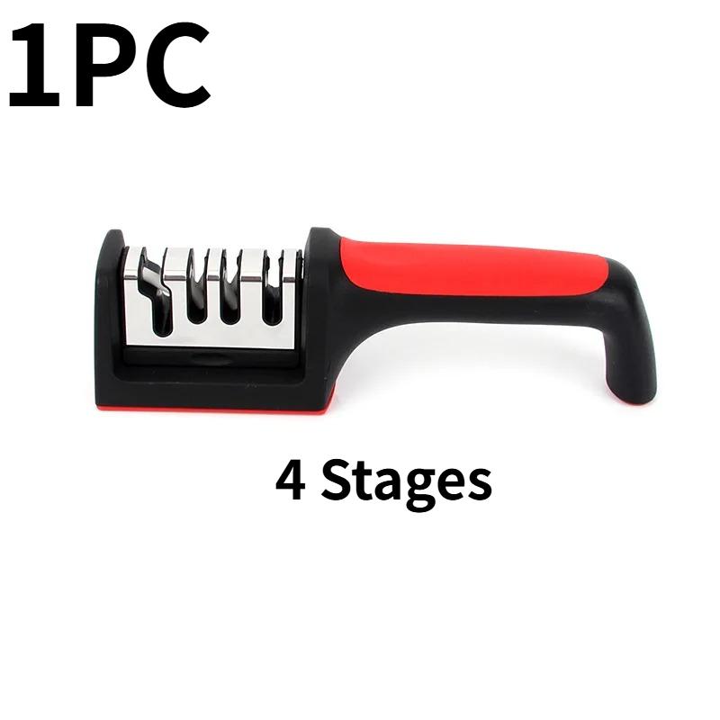 Household Knife Sharpening Tool Kitchen Cutter Knife Sharpener Multifunctional Handheld 3-1 Sharpening Stool Tool Non Slip Base