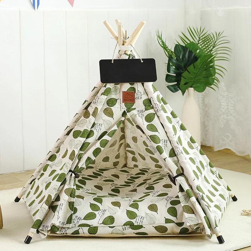 

Removable Cat Dog Tent Portable Pet House Bed Washable Teepee For Puppy Cat Indoor Outdoor Tent With Cushion Pet Cat Supplies M