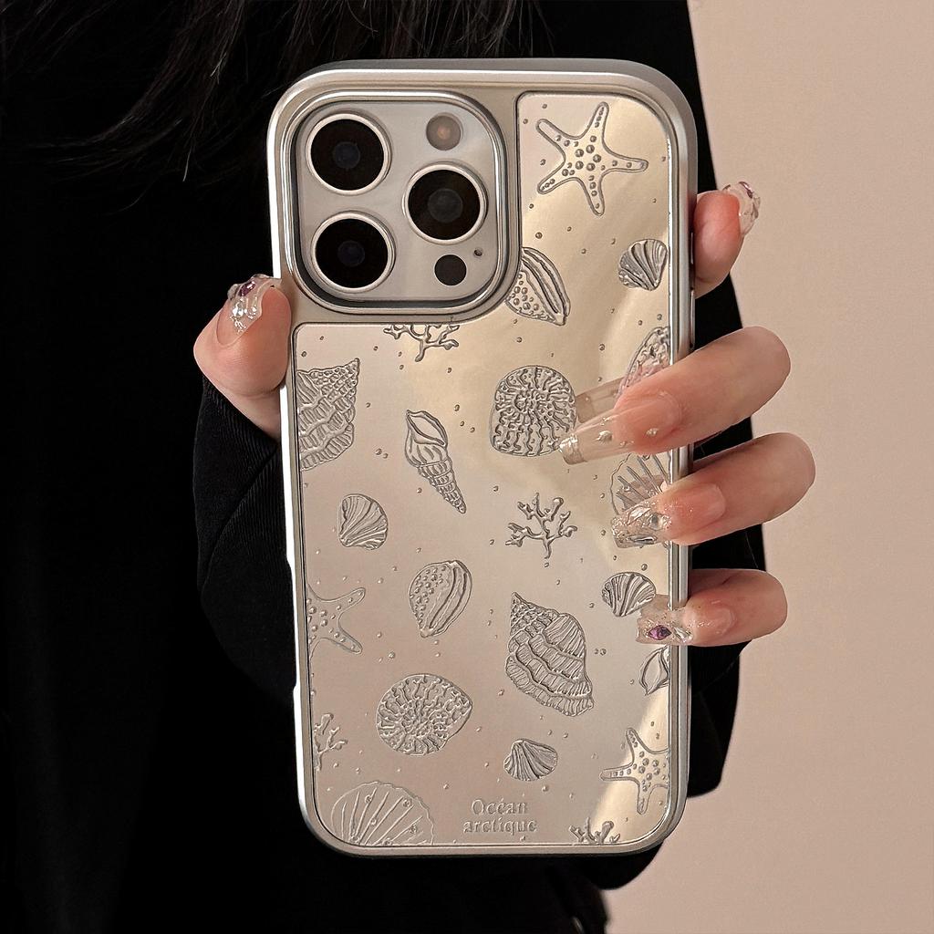 Gilded Electroplating Suitable for Apple 16promax Mobile Phone Case Iphone15 Starfish Shell 13 Mirror High End 12 Hard