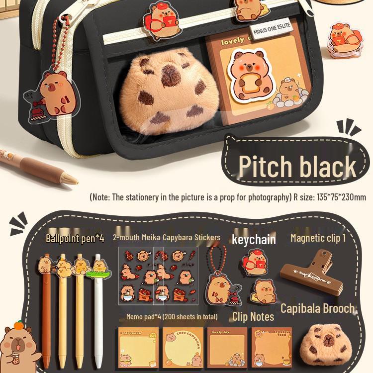 Capibara Velkokapacitní Průhledné Pouzdro na Tužky Odolné Proti Nečistotám, Roztomilé a Stylové pro Studenty Středních Škol