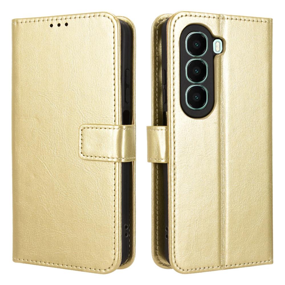 For Itel A95 5G Case Crazy Horse Texture PU Leather Phone Wallet Cover with Wrist Strap