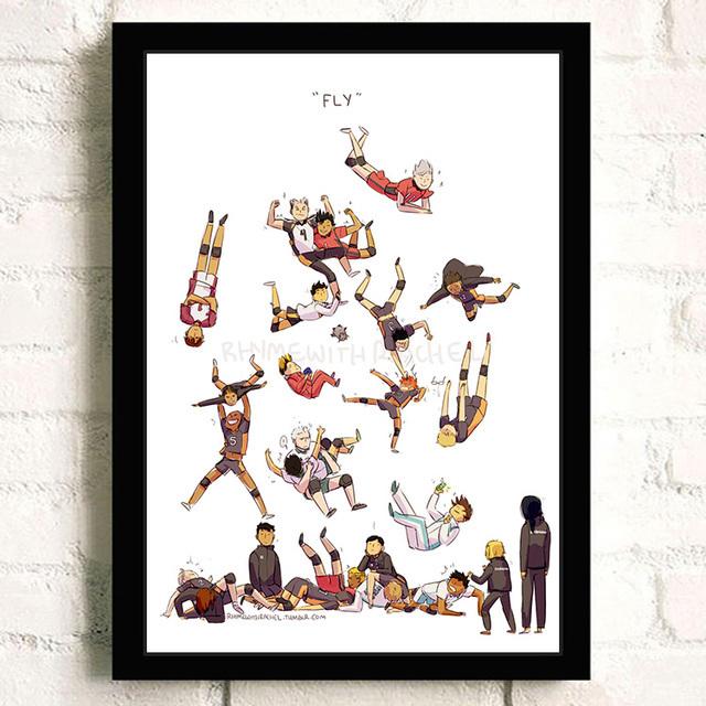 Massivholzrahmen Japanischer Anime Haikyuu! Volleyball Wand Kunst Leinwand Malerei Nordic Poster Und Druck Bilder Moderne Wohnzimmer Dekoration