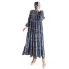 2024 Autumn European & American Women's Casual Print Crew Neck Loose Long Dress