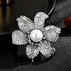 Luxury Style Freshwater Imitation Pearl Elegant Sunflower Heavy Industry Full Zirconium Woman Brooch
