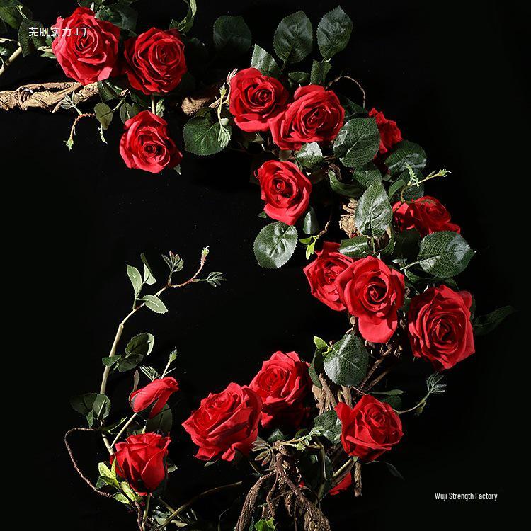 Artificial Rose Vine Wall Decor for Air Conditioner Pipes