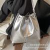 Silver travel backpack women's 2025 new high-end shoulder bag large-capacity commuter bucket bag multi-purpose backpack